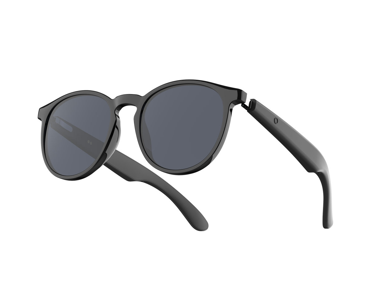 VOGUEEX GL-SG9 shiny black round smart audio sunglasses