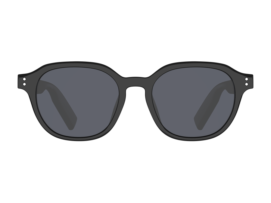Front view of UF-E08A black frame with dark lenses