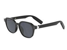 VOGUEEX UF-E08A round smart audio glasses in black with dark lenses