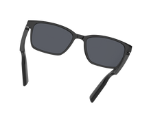 VOGUEEX UF-E08B square smart audio glasses in black with dark lenses